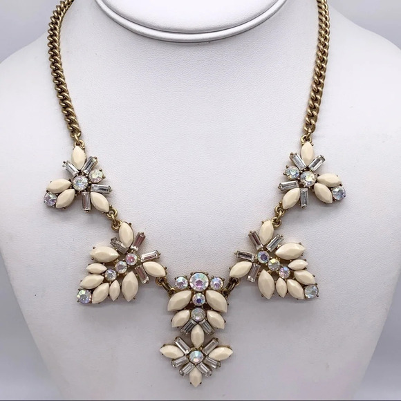 J. Crew Cream & AB Jeweled Necklace - Picture 1 of 3